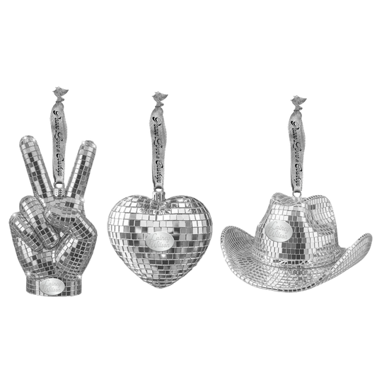 Peace, Love, and Cowboys Disco Ornament Set