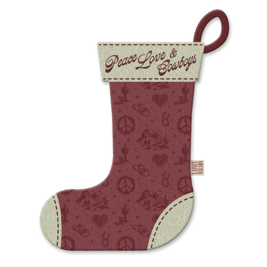 Peace, Love, and Cowboys Holiday Stocking