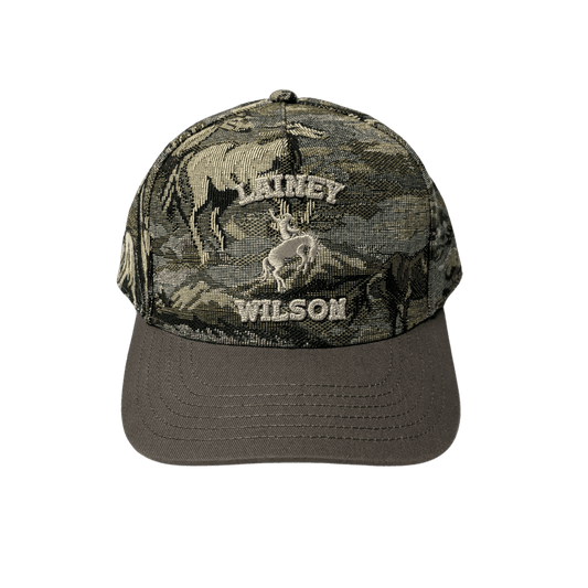 Can’t sit still hat camouflage baseball cap with laney wilson embroidery and deer graphic from official Lainey Wilson UK store